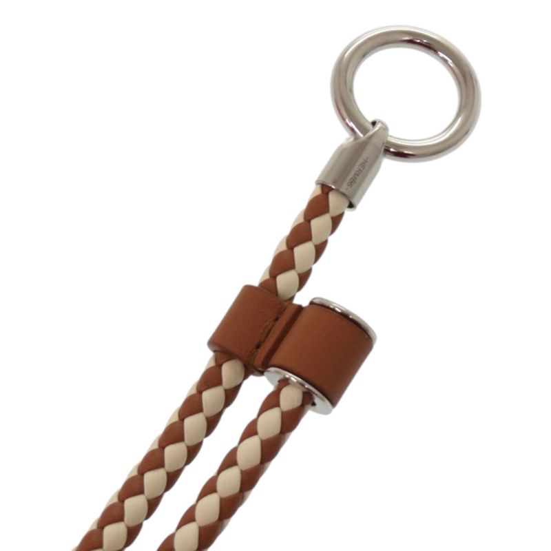 Hermes Glenan Leather Metal Brown White