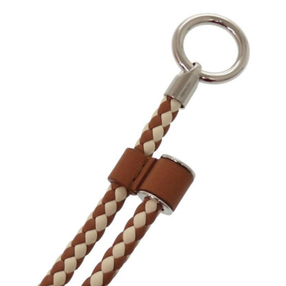 Hermes Glenan Leather Metal Brown White