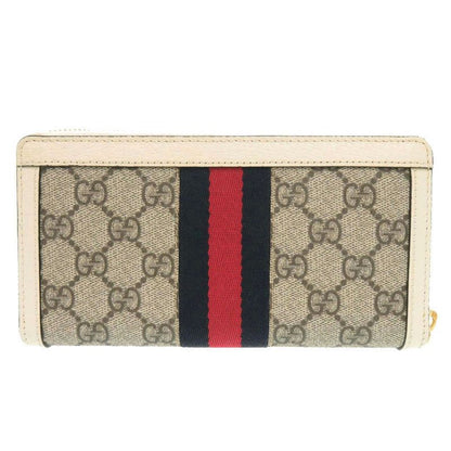 Gucci Ophidia GG Zip Around Wallet Supreme Leather Beige White Round