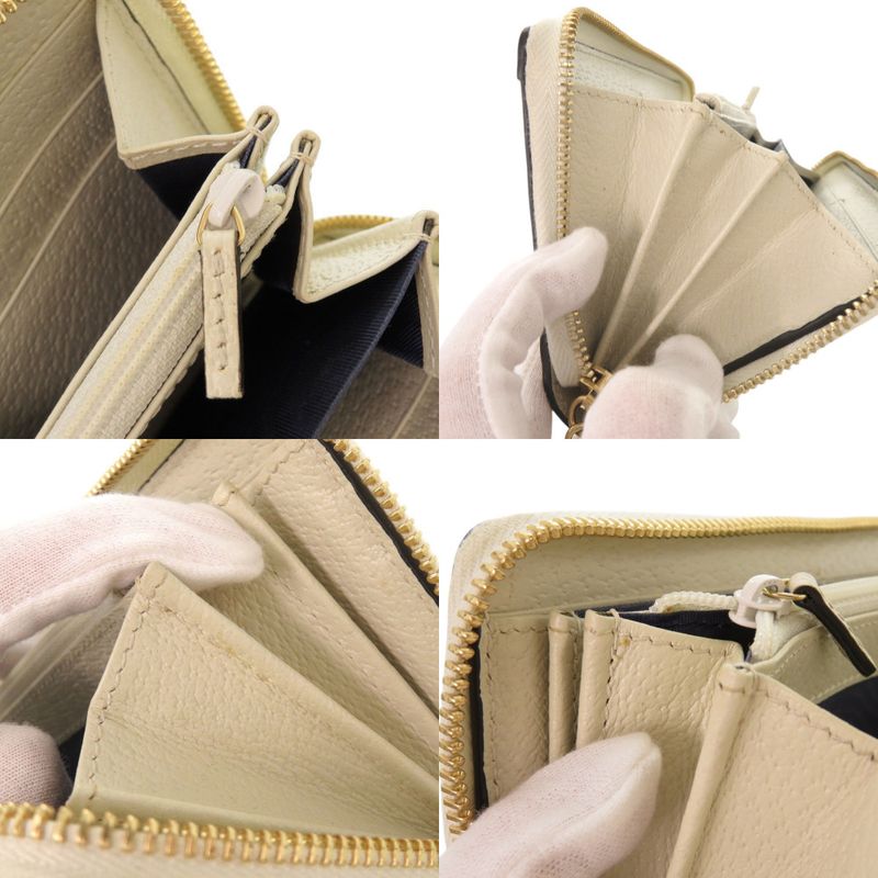 Gucci Ophidia GG Zip Around Wallet Supreme Leather Beige White Round