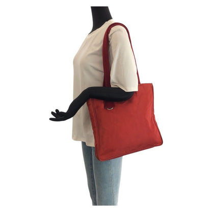 Prada Tessuto Red Silver Nylon Tote