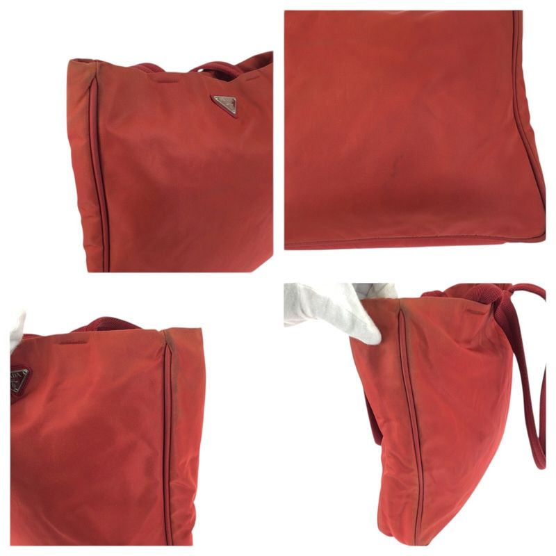 Prada Tessuto Red Silver Nylon Tote