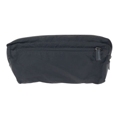Prada Tessuto Saffiano Black Silver Nylon Leather Clutch