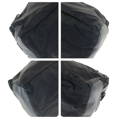 Prada Tessuto Saffiano Black Silver Nylon Leather Clutch