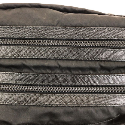 Prada Tessuto Saffiano Black Silver Nylon Leather Clutch