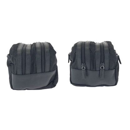Prada Tessuto Saffiano Black Silver Nylon Leather Clutch