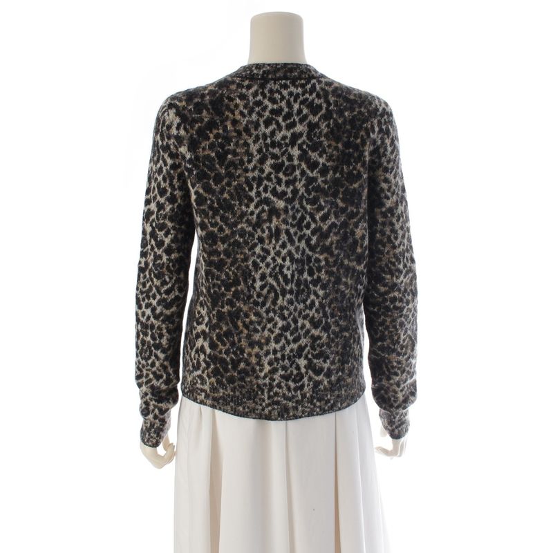 Saint Laurent Mohair Wool Nylon Leopard Print Knit Sweater Top