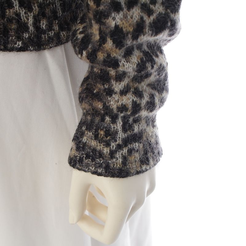 Saint Laurent Mohair Wool Nylon Leopard Print Knit Sweater Top