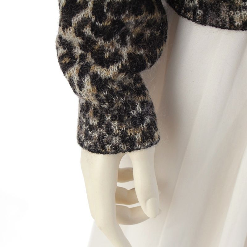 Saint Laurent Mohair Wool Nylon Leopard Print Knit Sweater Top