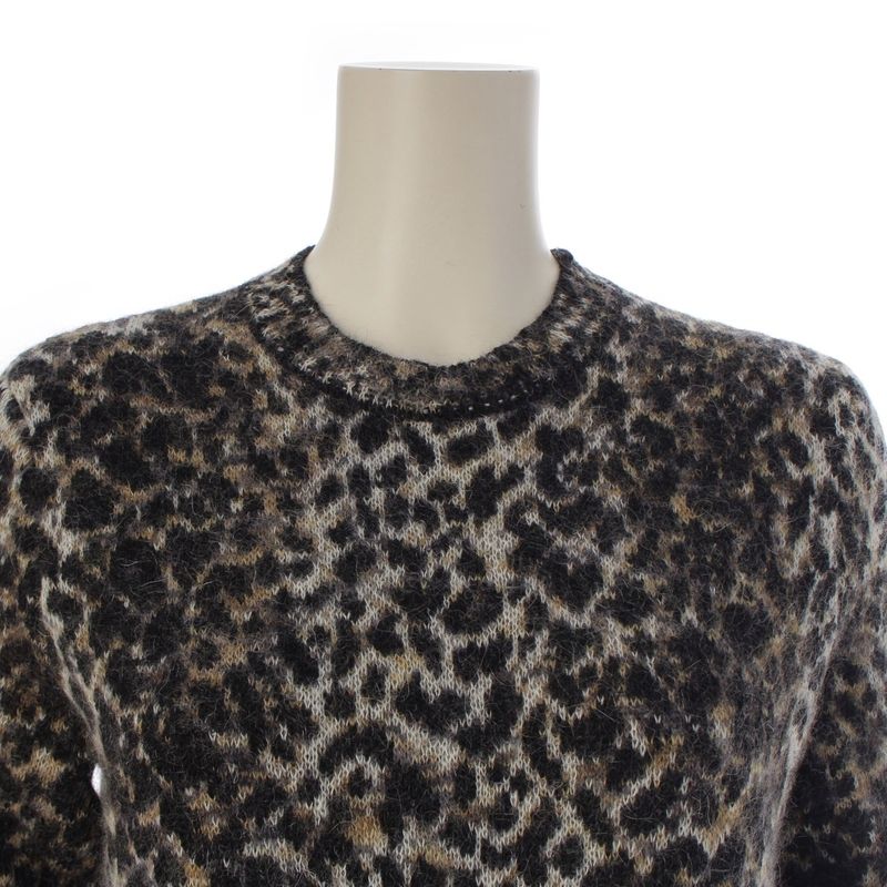 Saint Laurent Mohair Wool Nylon Leopard Print Knit Sweater Top