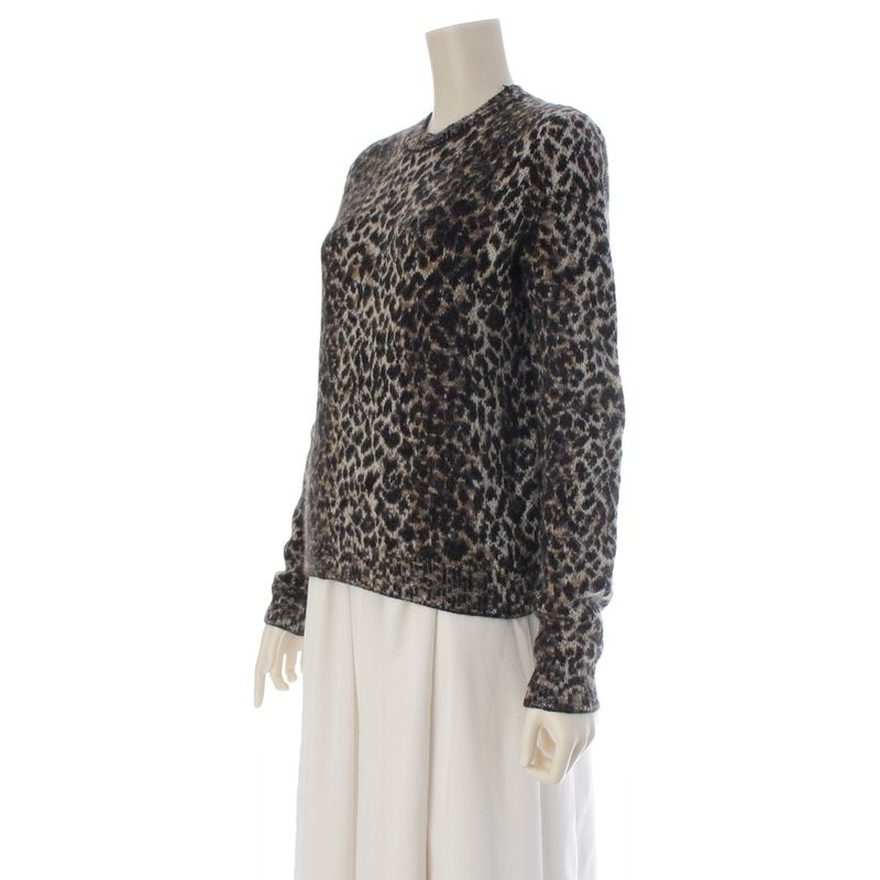 Saint Laurent Mohair Wool Nylon Leopard Print Knit Sweater Top