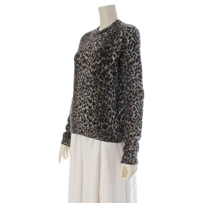 Saint Laurent Mohair Wool Nylon Leopard Print Knit Sweater Top