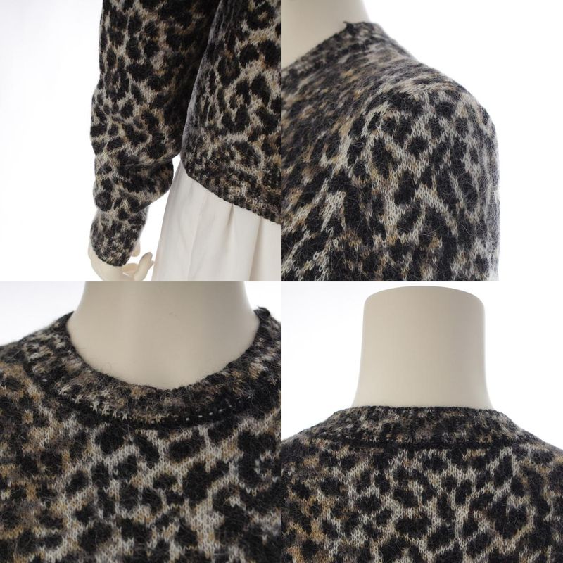 Saint Laurent Mohair Wool Nylon Leopard Print Knit Sweater Top