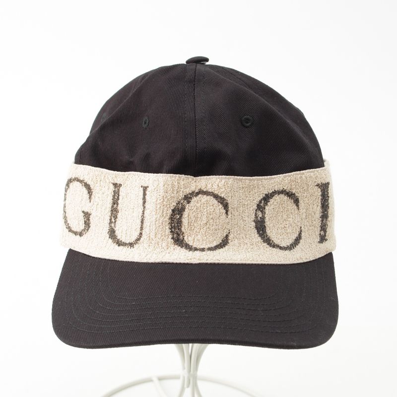 Gucci Logo Headband Baseball Cap Hat Black White