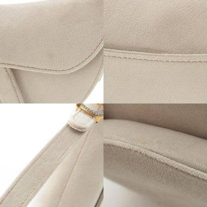 Dior Saddle Velour Rhinestone Shoulder Bag Gray