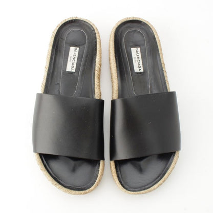 Balenciaga Leather Espadrille Sandals Black 38