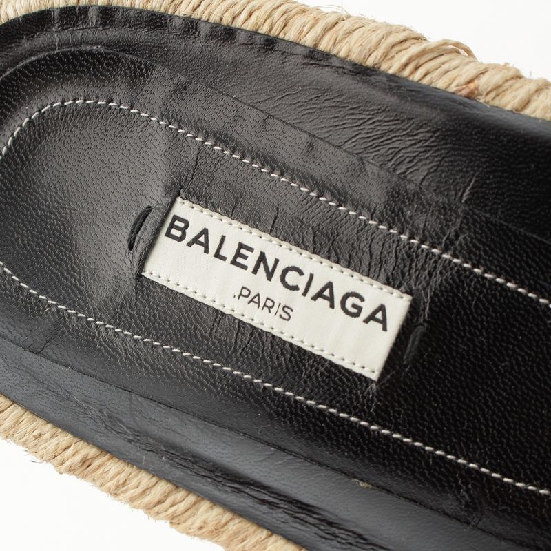 Balenciaga Leather Espadrille Sandals Black 38