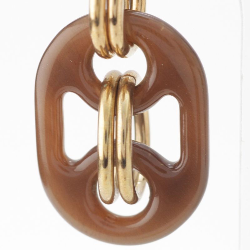 Hermes Buffalo Horn Eurydice PM Earrings Brown Gold