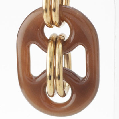 Hermes Buffalo Horn Eurydice PM Earrings Brown Gold