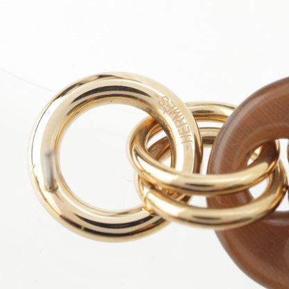 Hermes Buffalo Horn Eurydice PM Earrings Brown Gold
