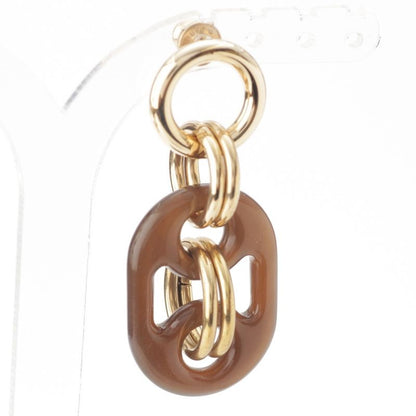 Hermes Buffalo Horn Eurydice PM Earrings Brown Gold