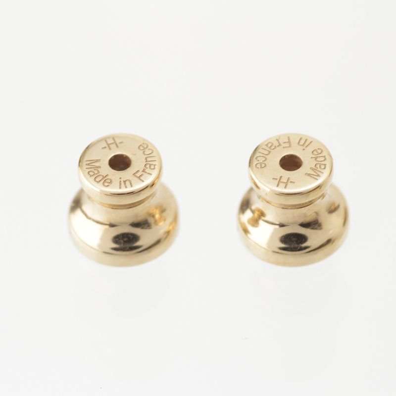 Hermes Buffalo Horn Eurydice PM Earrings Brown Gold