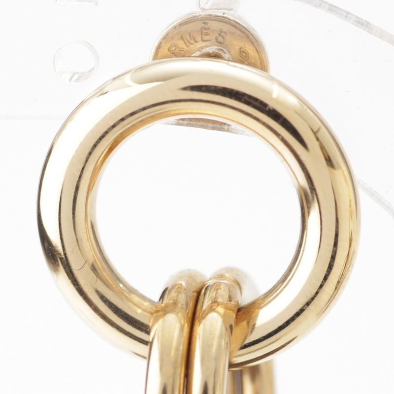 Hermes Buffalo Horn Eurydice PM Earrings Brown Gold