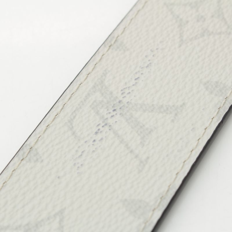 Louis Vuitton Leather Monogram Ceinture Reverso Belt Light Gray