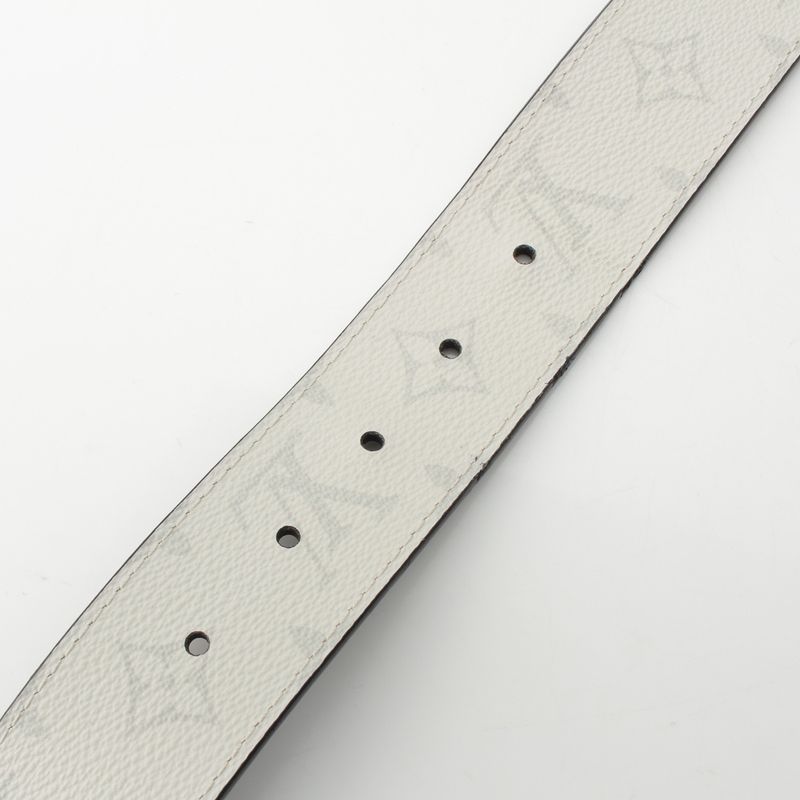 Louis Vuitton Leather Monogram Ceinture Reverso Belt Light Gray