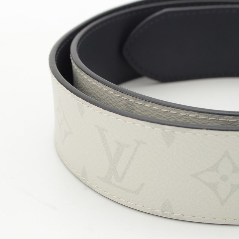 Louis Vuitton Leather Monogram Ceinture Reverso Belt Light Gray