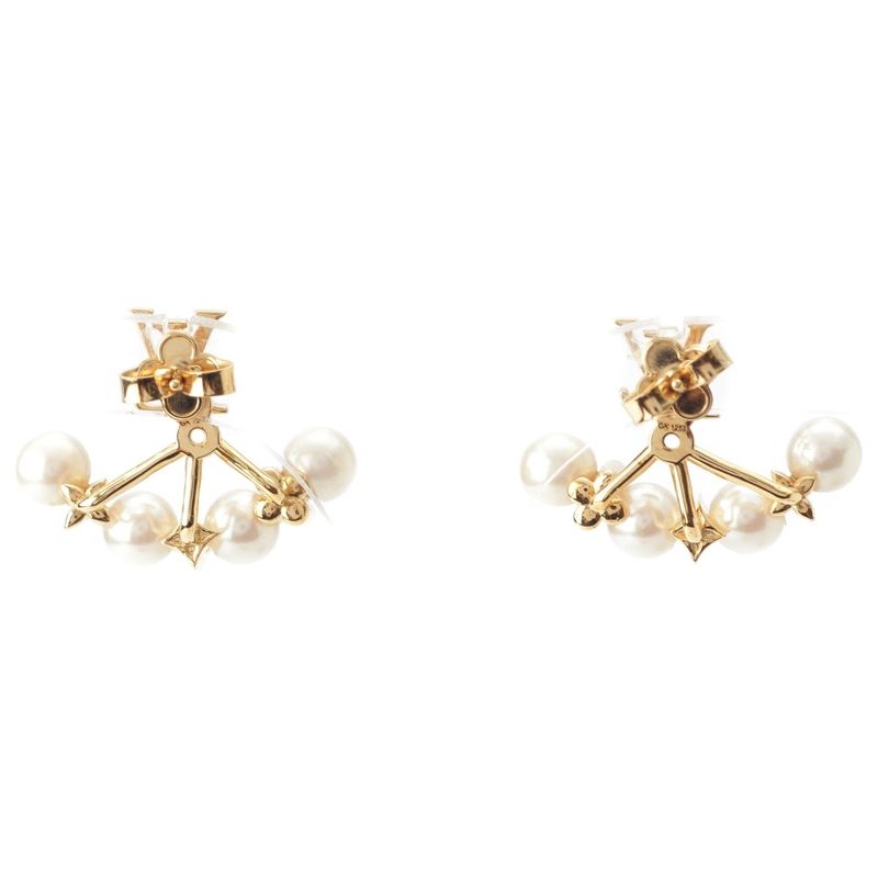 Louis Vuitton Mini Gram Pearl Earrings Gold