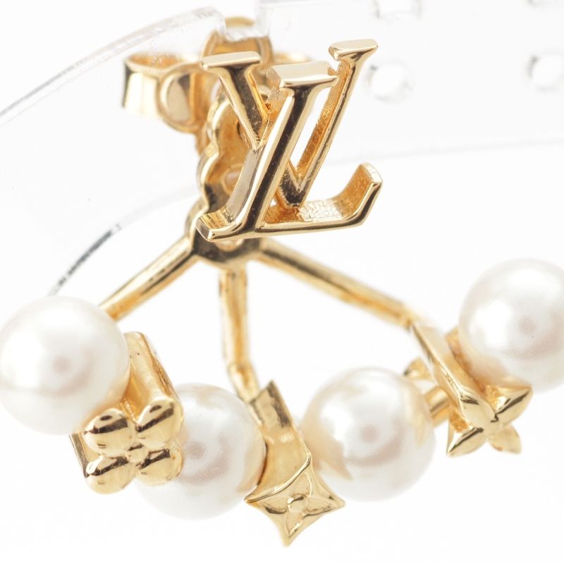 Louis Vuitton Mini Gram Pearl Earrings Gold
