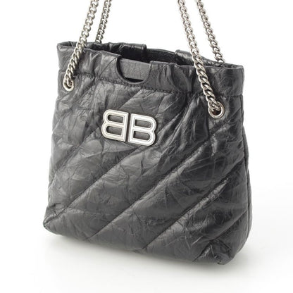 Balenciaga Crush XS Leather BB Logo 2-Way Chain Shoulder Bag Black