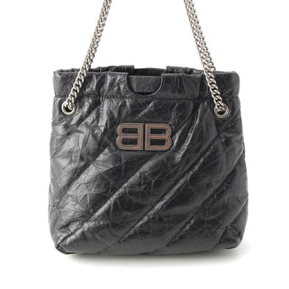 Balenciaga Crush XS Leather BB Logo 2-Way Chain Shoulder Bag Black