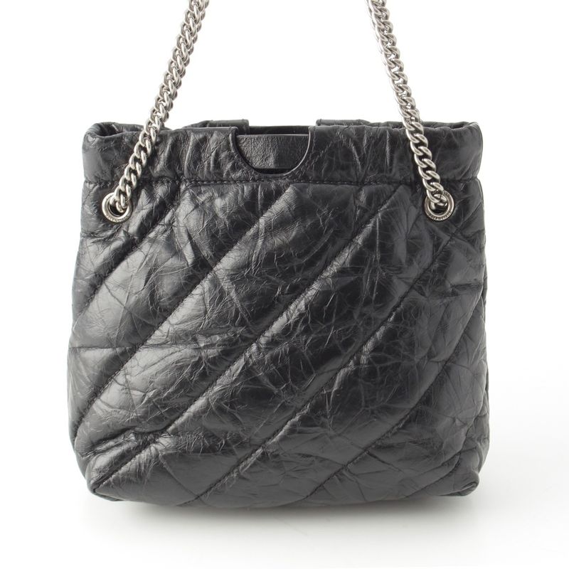 Balenciaga Crush XS Leather BB Logo 2-Way Chain Shoulder Bag Black