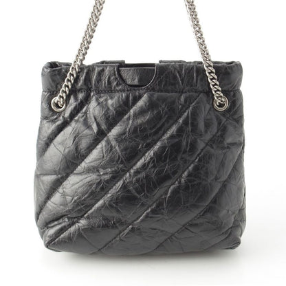 Balenciaga Crush XS Leather BB Logo 2-Way Chain Shoulder Bag Black