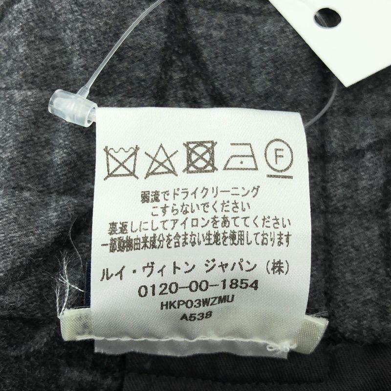 Louis Vuitton Wool Monogram Logo Leather Patch Waist Pants 44 Gray Black