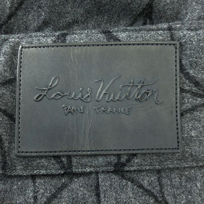 Louis Vuitton Wool Monogram Logo Leather Patch Waist Pants 44 Gray Black