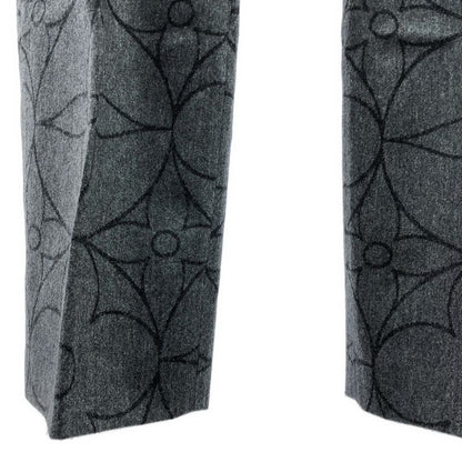 Louis Vuitton Wool Monogram Logo Leather Patch Waist Pants 44 Gray Black