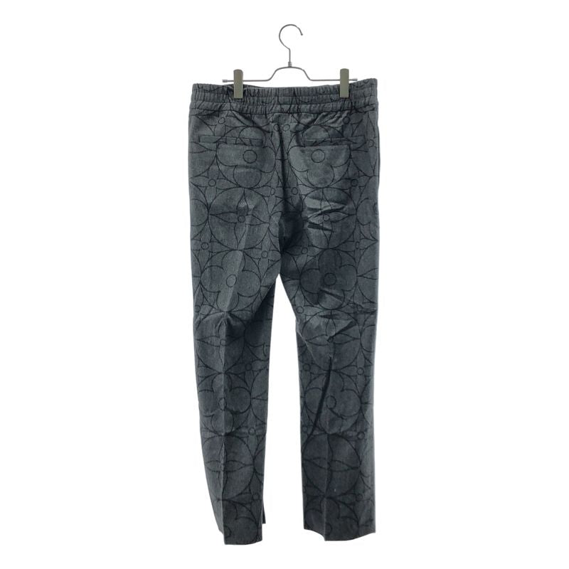 Louis Vuitton Wool Monogram Logo Leather Patch Waist Pants 44 Gray Black