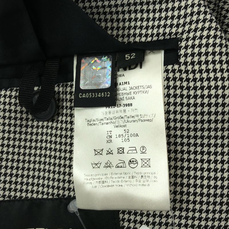Fendi Houndstooth Tailored Jacket 52 Gray