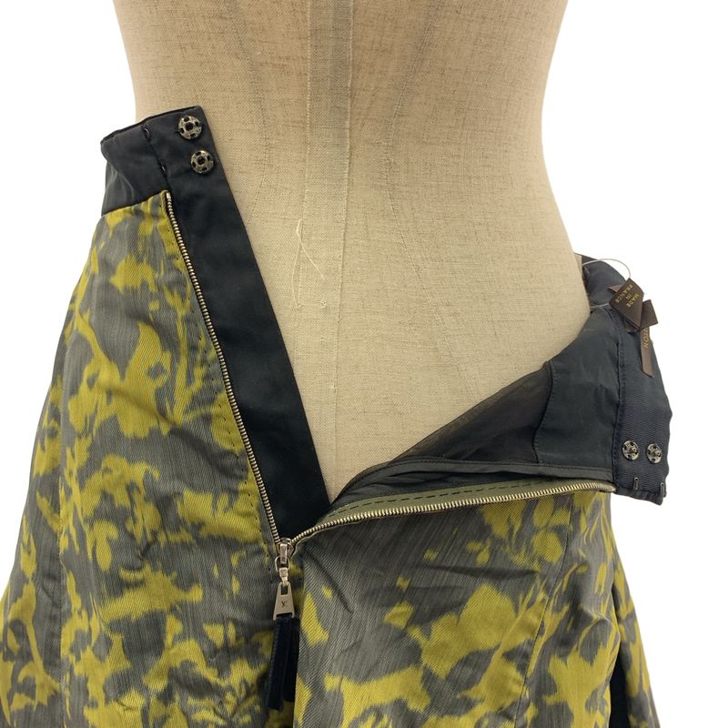 Louis Vuitton Silk Blend Tuck Long Skirt 34 Green