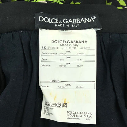 Dolce & Gabbana Silk Lace Contrast Flower Print Skirt 36 Black White