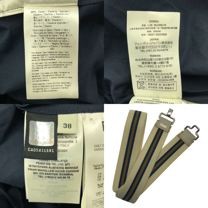 Fendi Asymmetric Poplin Ribbon Dress 38 Navy