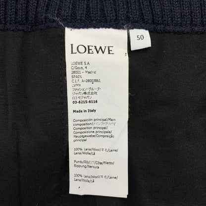 Loewe Wool Gabardine Wide Easy Pants 50 Navy