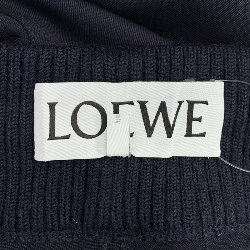 Loewe Wool Gabardine Wide Easy Pants 50 Navy