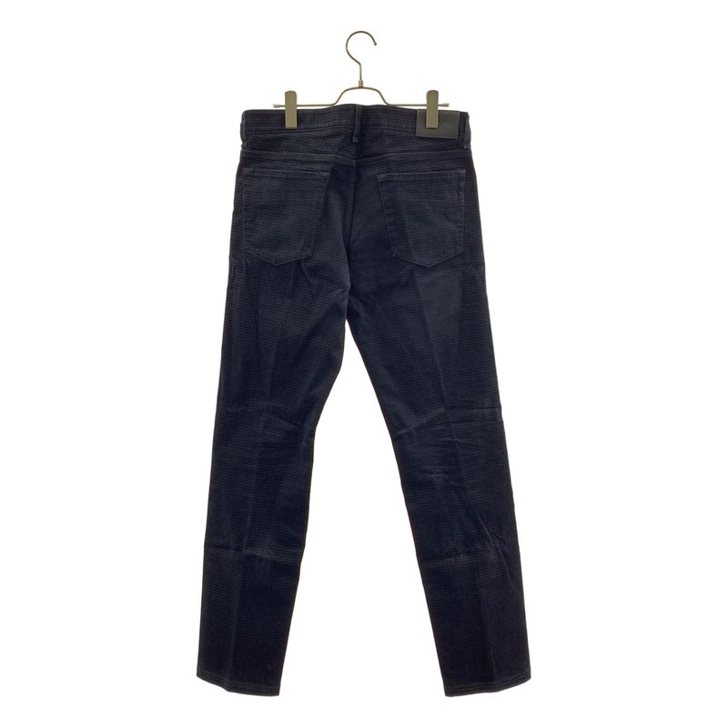 Fendi All Over Pattern Zucca Logo Leather Patch Velour Trousers Pants 36 Dark Navy
