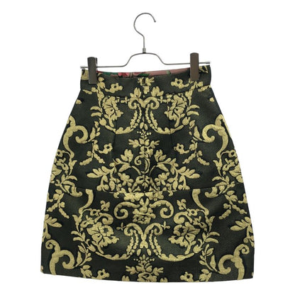 Dolce & Gabbana Double Bijoux Button Jacquard Skirt 36 Black Gold