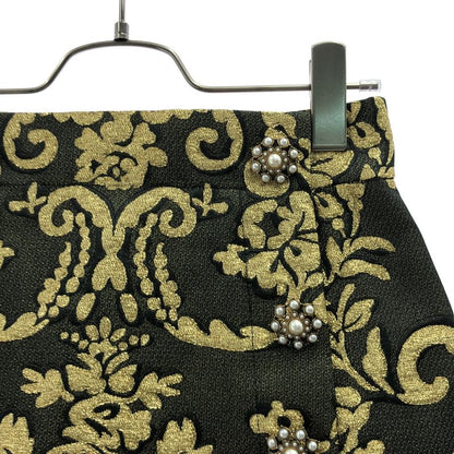 Dolce & Gabbana Double Bijoux Button Jacquard Skirt 36 Black Gold