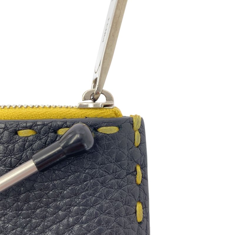 Fendi Leather Card Case Coin Yellow Black